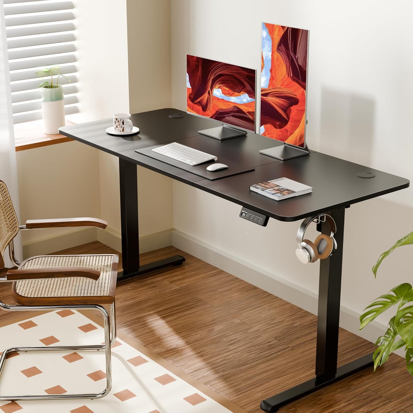 ERGOMAKER Electric Standing Desk 140 × 60cm – Black Walnut