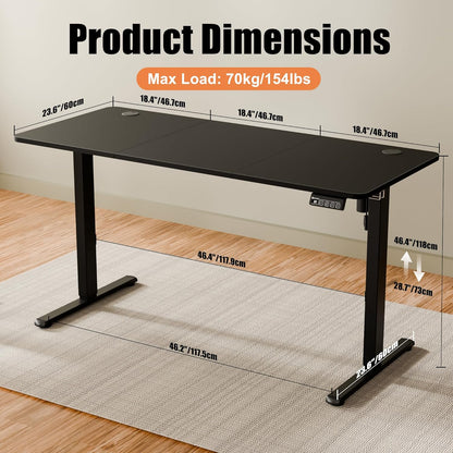 ERGOMAKER Electric Standing Desk 140 × 60cm – Black Walnut