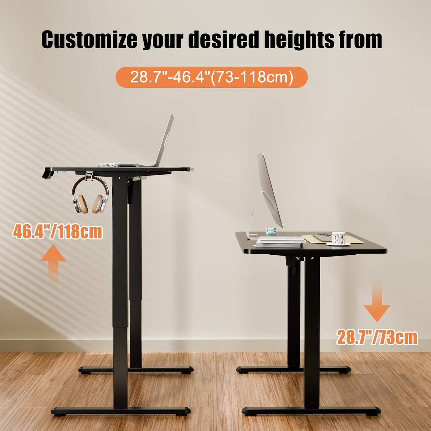 ERGOMAKER Electric Standing Desk 140 × 60cm – Black Walnut