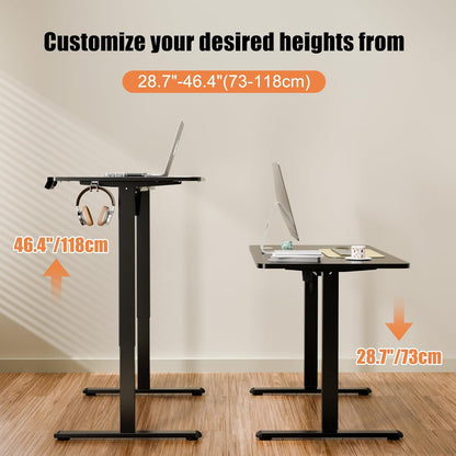 ERGOMAKER Electric Standing Desk 140 × 60cm – Black Walnut