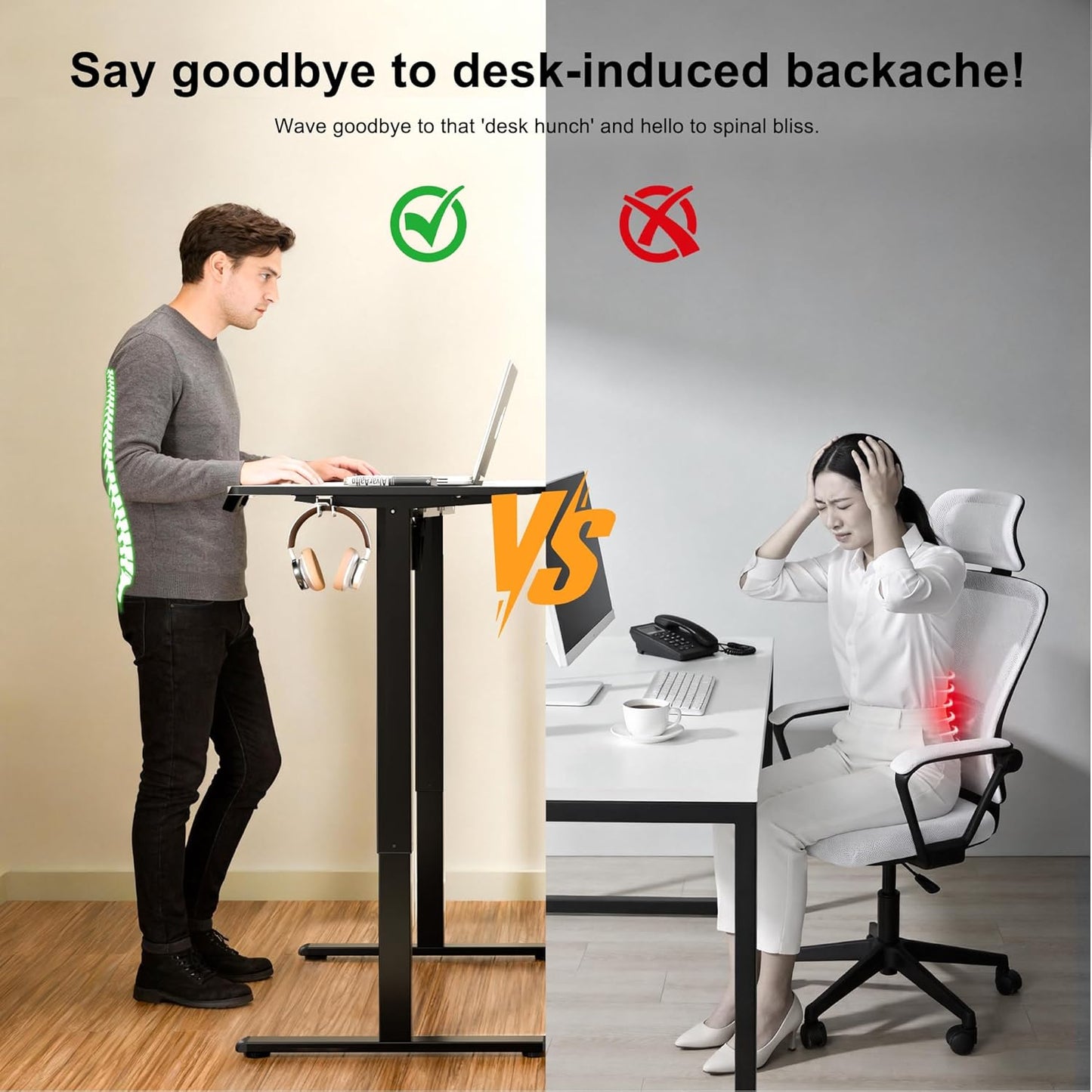 ERGOMAKER Electric Standing Desk 140 × 60cm – Black Walnut